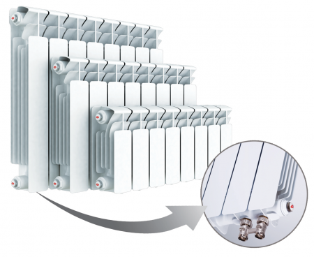 Радиатор биметаллический секционный Rifar Base Ventil 200 х 13 секций (подключение нижнее слева)