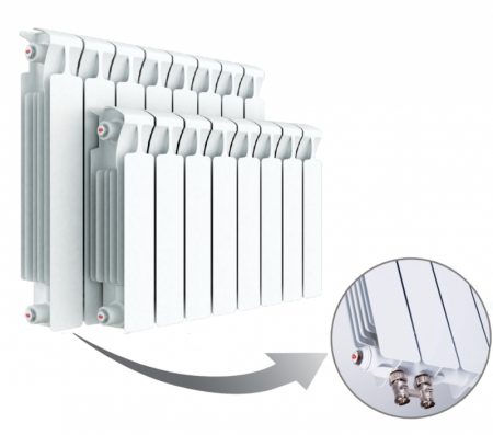 Радиатор биметаллический секционный Rifar Monolit Ventil 500 х 11 секций (подключение нижнее слева)