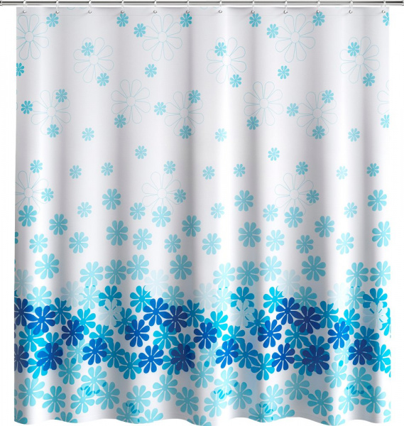 Штора для ванной Fora PH98 180х180 см, голубая, цветочный дождь