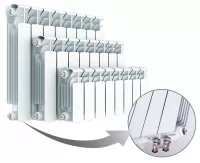Радиатор биметаллический секционный Rifar Base Ventil 350 х 7 секций (подключение нижнее справа)